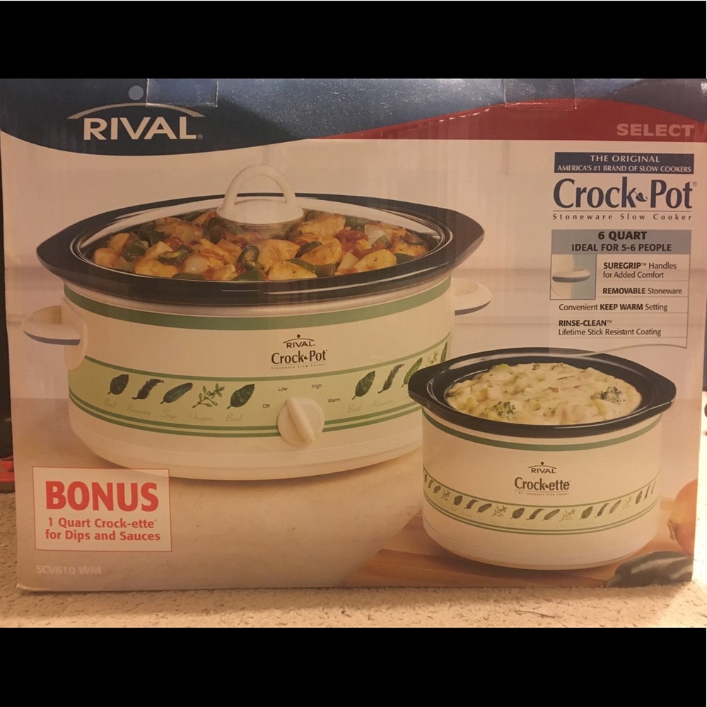 Rival Crock Pot Stoneware Slow Cookers 6Qt & 1Qt